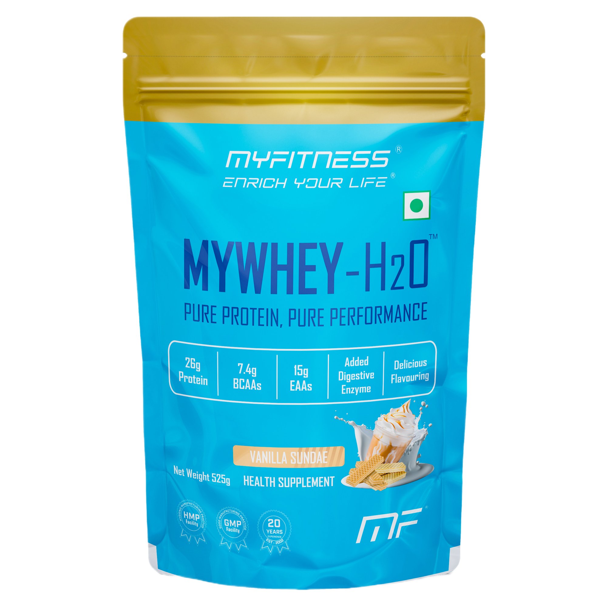Myfitness MYWHEY-H2O - 525 gm (1.15 Lb), Vanilla Sundae